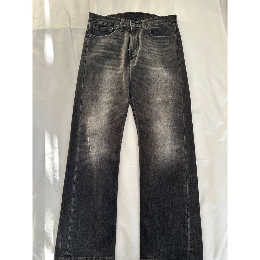 Levi's 505 Jeans Mens 32x30 (measures 32x27) Black Distressed Straight Leg Denim